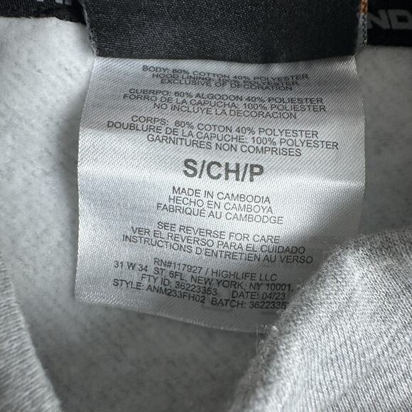 AND1 Hoodie Mens Small Heather Gray Pullover Embroidered Basketball Fleece Logo - Picture 6 of 12